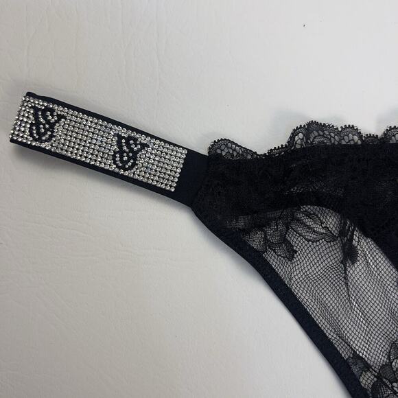 2 Victoria's Secret Very Sexy Rhinestone Shine Logo Thong String Panties S.XL - Picture 5 of 12
